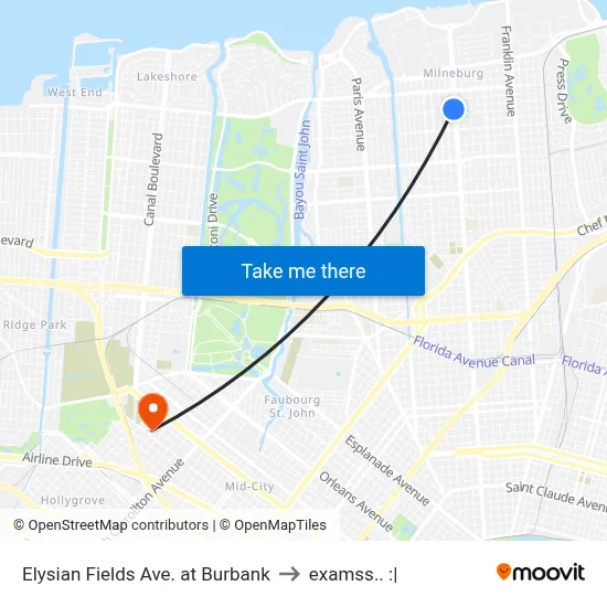 Elysian Fields Ave. at Burbank to examss.. :| map