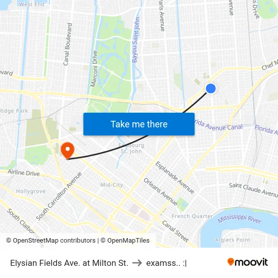 Elysian Fields Ave. at Milton St. to examss.. :| map
