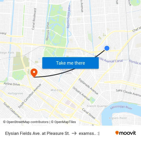 Elysian Fields Ave. at Pleasure St. to examss.. :| map
