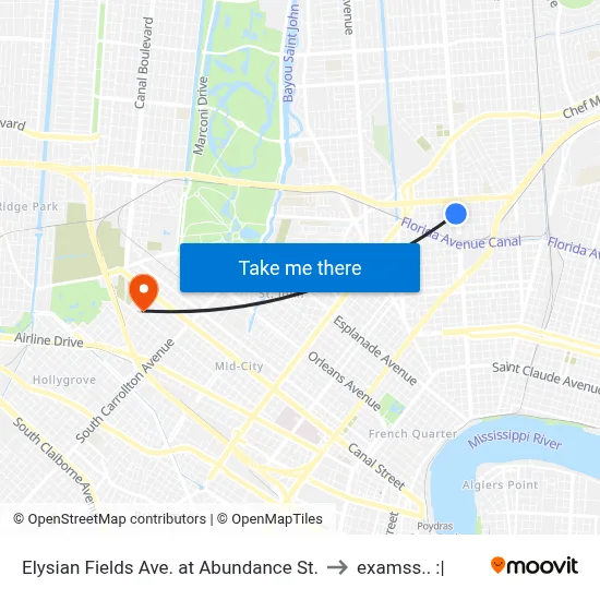Elysian Fields Ave. at Abundance St. to examss.. :| map