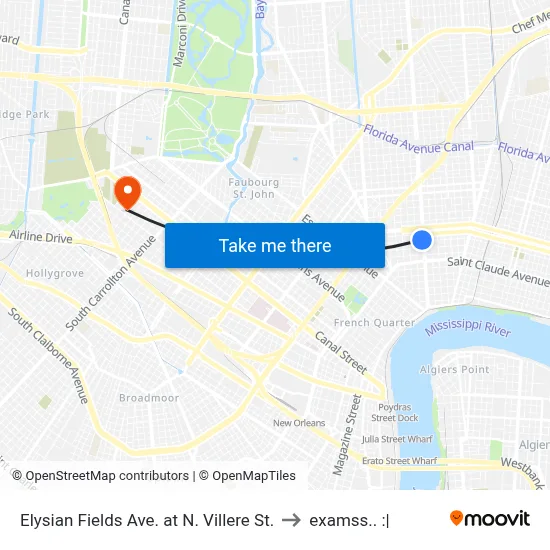 Elysian Fields Ave. at N. Villere St. to examss.. :| map