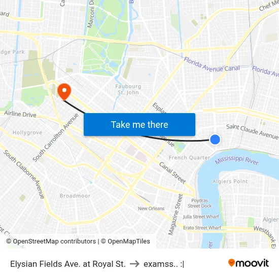 Elysian Fields Ave. at Royal St. to examss.. :| map
