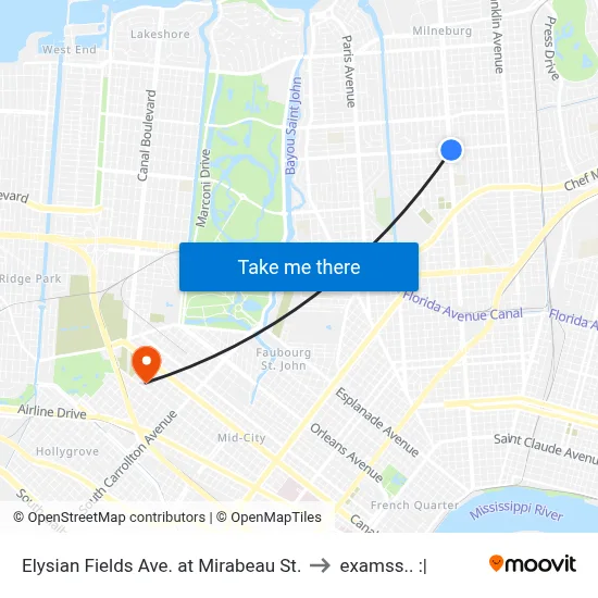 Elysian Fields Ave. at Mirabeau St. to examss.. :| map
