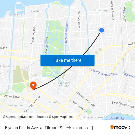 Elysian Fields Ave. at Filmore St. to examss.. :| map