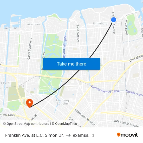 Franklin Ave. at L.C. Simon Dr. to examss.. :| map