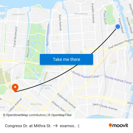 Congress Dr. at Mithra St. to examss.. :| map