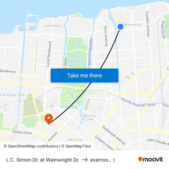 L.C. Simon Dr. at Wainwright Dr. to examss.. :| map