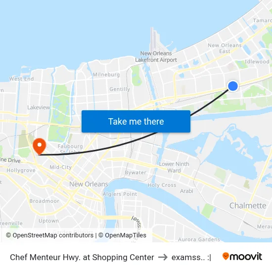 Chef Menteur Hwy. at Shopping Center to examss.. :| map