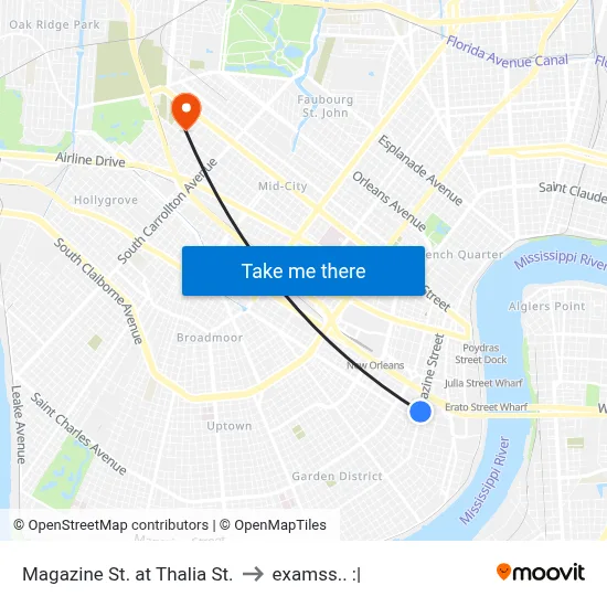 Magazine St. at Thalia St. to examss.. :| map