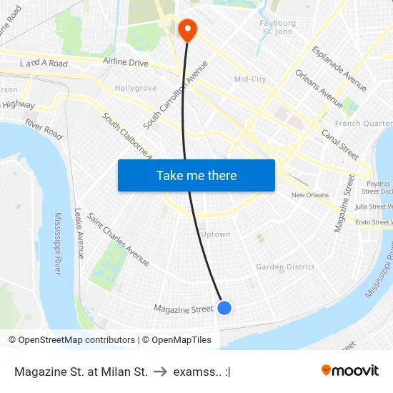 Magazine St. at Milan St. to examss.. :| map