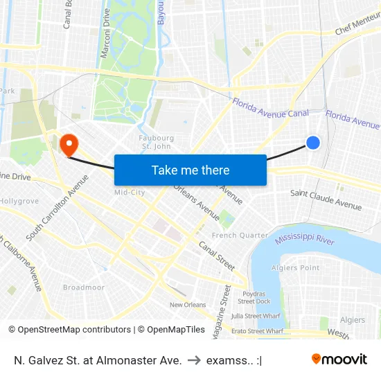 N. Galvez St. at Almonaster Ave. to examss.. :| map