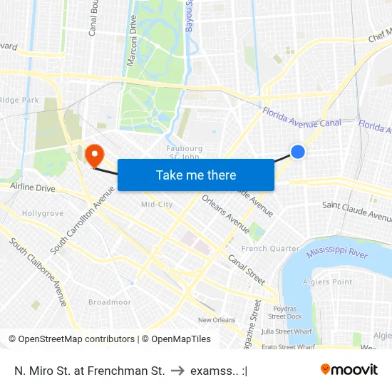 N. Miro St. at Frenchman St. to examss.. :| map