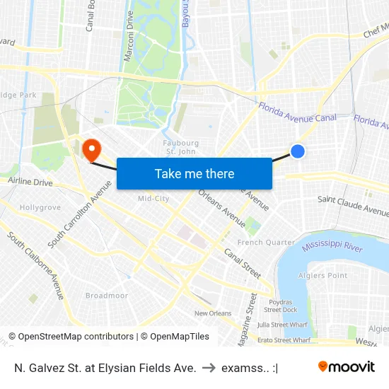 N. Galvez St. at Elysian Fields Ave. to examss.. :| map
