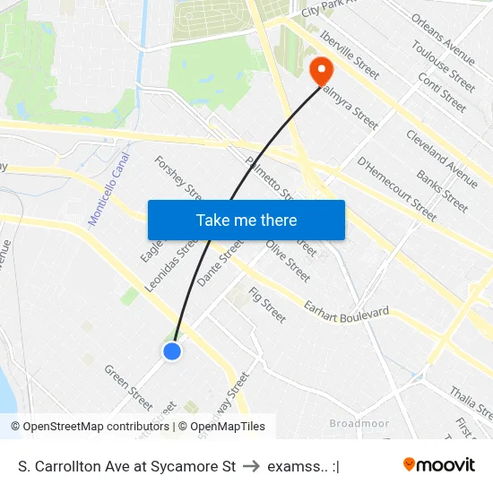 S. Carrollton Ave at Sycamore St to examss.. :| map