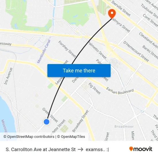 S. Carrollton Ave at Jeannette St to examss.. :| map