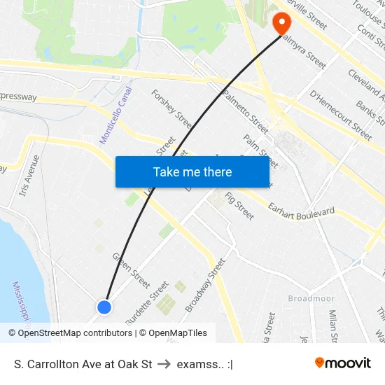 S. Carrollton Ave at Oak St to examss.. :| map