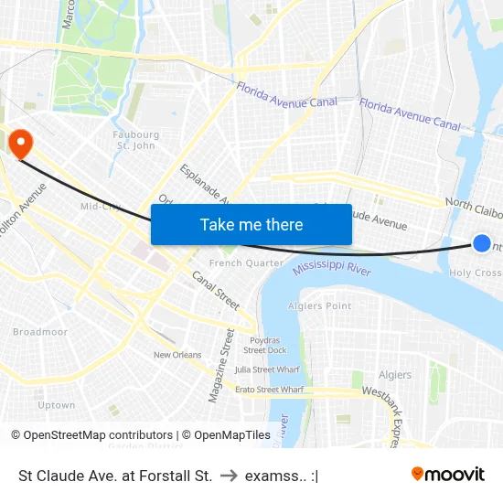 St Claude Ave. at Forstall St. to examss.. :| map