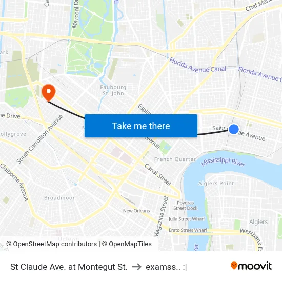 St Claude Ave. at Montegut St. to examss.. :| map