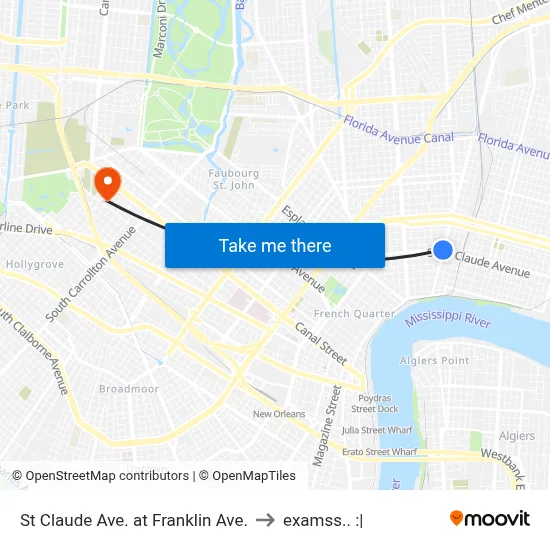 St Claude Ave. at Franklin Ave. to examss.. :| map