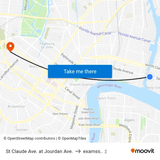 St Claude Ave. at Jourdan Ave. to examss.. :| map
