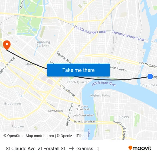 St Claude Ave. at Forstall St. to examss.. :| map