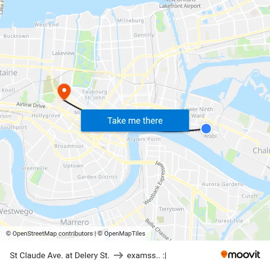 St Claude Ave. at Delery St. to examss.. :| map