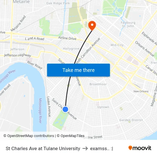 St Charles Ave at Tulane University to examss.. :| map