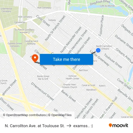 N. Carrollton Ave. at Toulouse St. to examss.. :| map