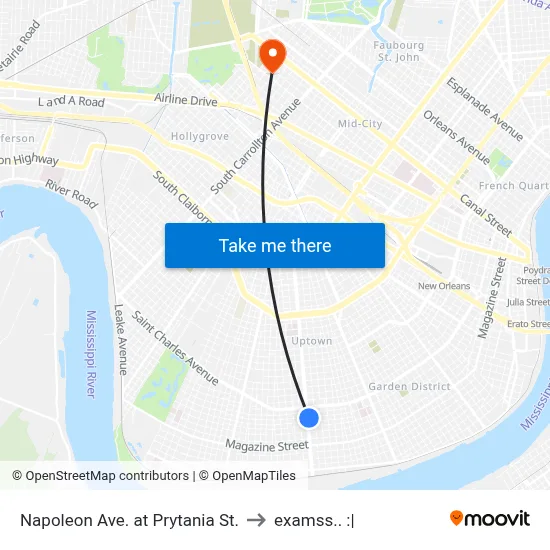 Napoleon Ave. at Prytania St. to examss.. :| map