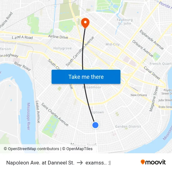 Napoleon Ave. at Danneel St. to examss.. :| map