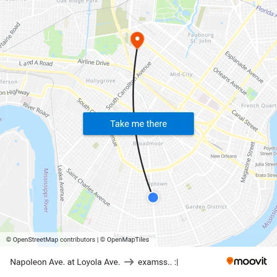 Napoleon Ave. at Loyola Ave. to examss.. :| map