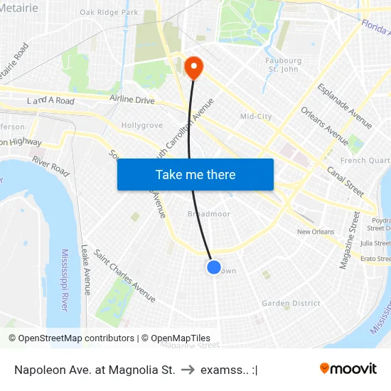 Napoleon Ave. at Magnolia St. to examss.. :| map