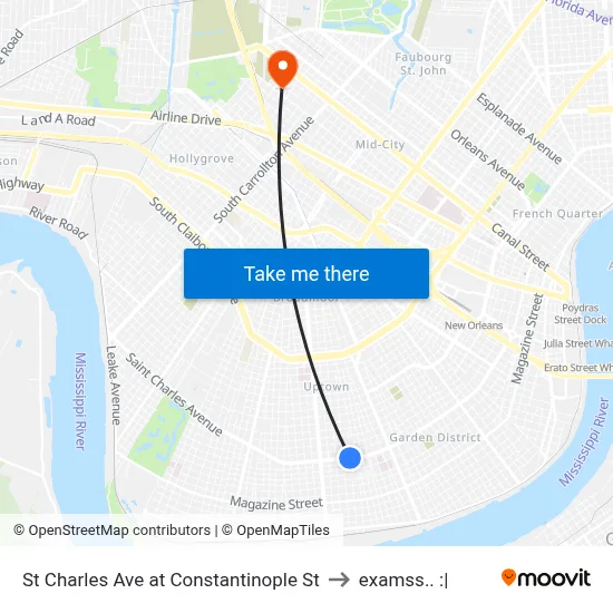 St Charles Ave at Constantinople St to examss.. :| map