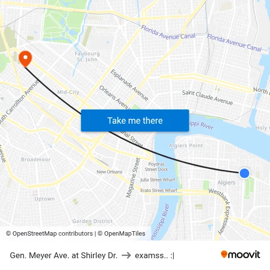 Gen. Meyer Ave. at Shirley Dr. to examss.. :| map