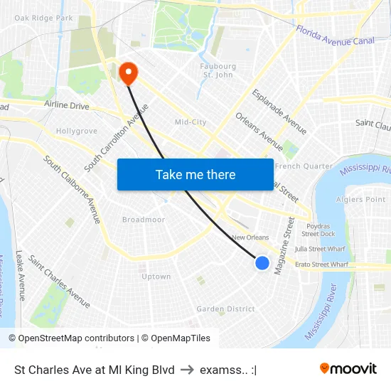 St Charles Ave at Ml King Blvd to examss.. :| map