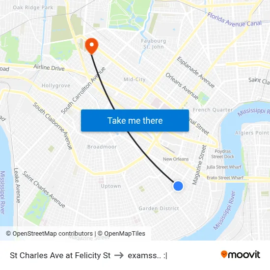 St Charles Ave at Felicity St to examss.. :| map