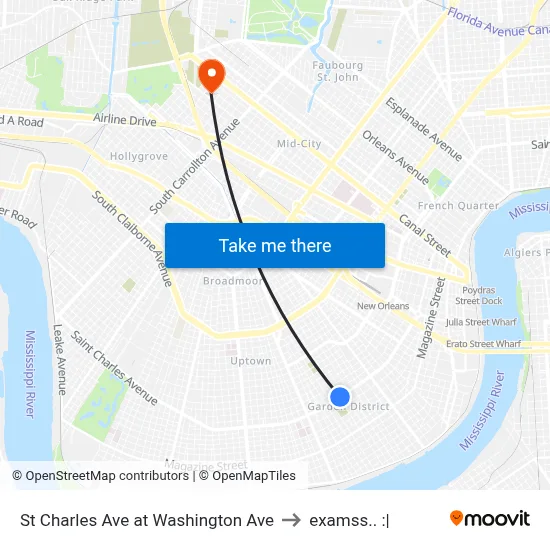 St Charles Ave at Washington Ave to examss.. :| map