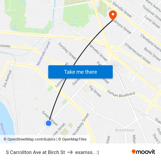 S Carrollton Ave at Birch St to examss.. :| map