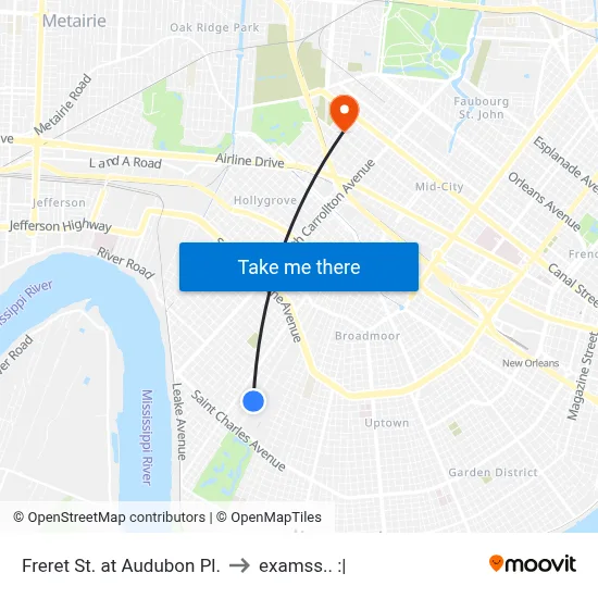 Freret St. at Audubon Pl. to examss.. :| map
