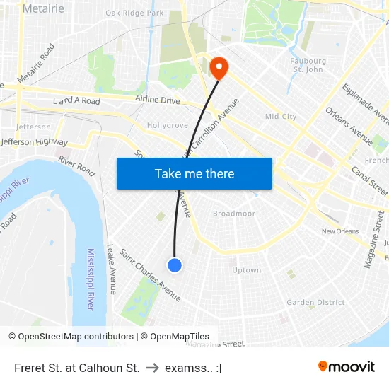 Freret St. at Calhoun St. to examss.. :| map