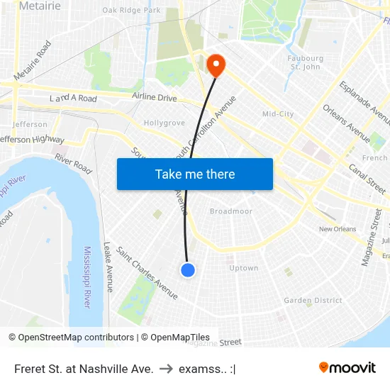 Freret St. at Nashville Ave. to examss.. :| map