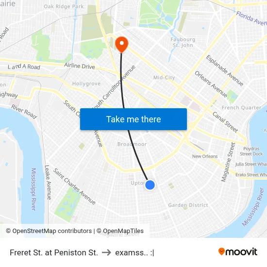 Freret St. at Peniston St. to examss.. :| map