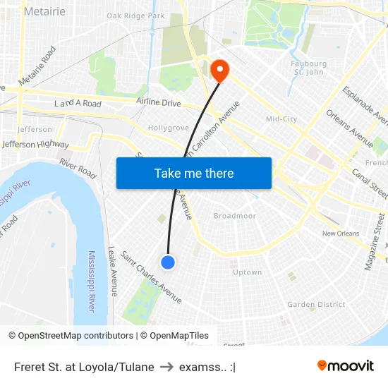 Freret St. at Loyola/Tulane to examss.. :| map