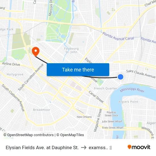 Elysian Fields Ave. at Dauphine St. to examss.. :| map