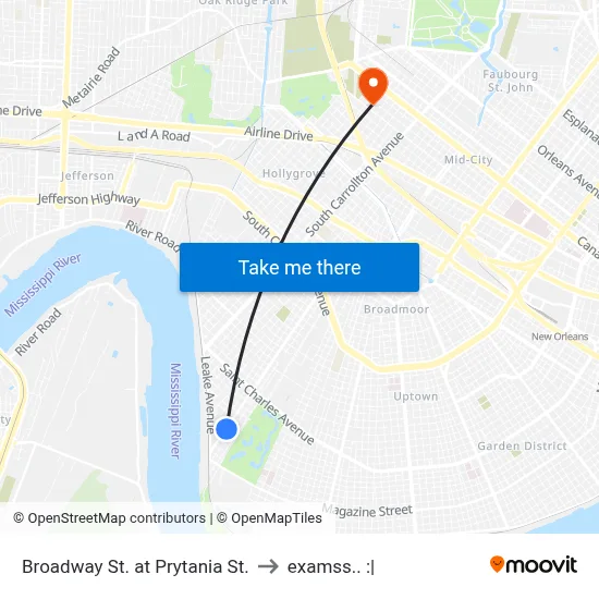 Broadway St. at Prytania St. to examss.. :| map