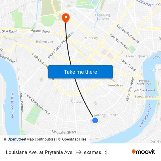 Louisiana Ave. at Prytania Ave. to examss.. :| map