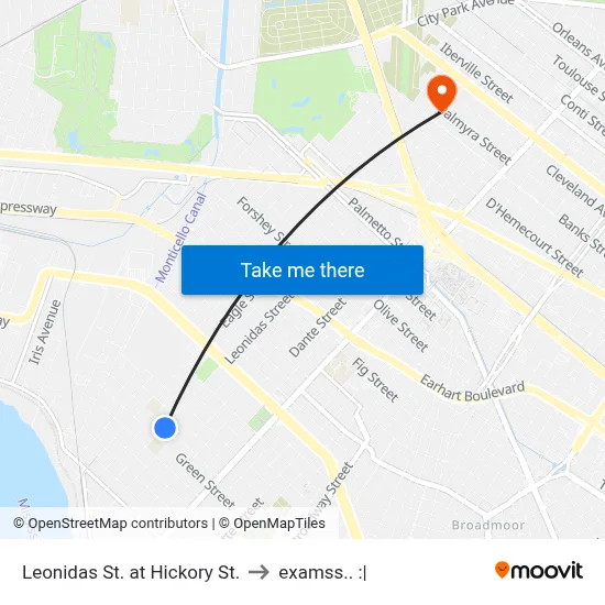 Leonidas St. at Hickory St. to examss.. :| map
