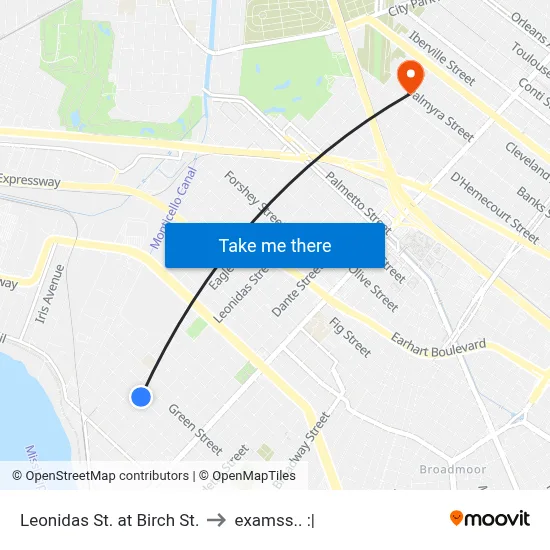 Leonidas St. at Birch St. to examss.. :| map