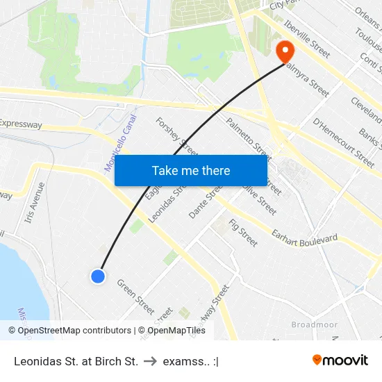 Leonidas St. at Birch St. to examss.. :| map
