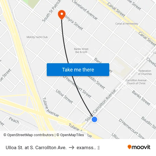 Ulloa St. at S. Carrollton Ave. to examss.. :| map